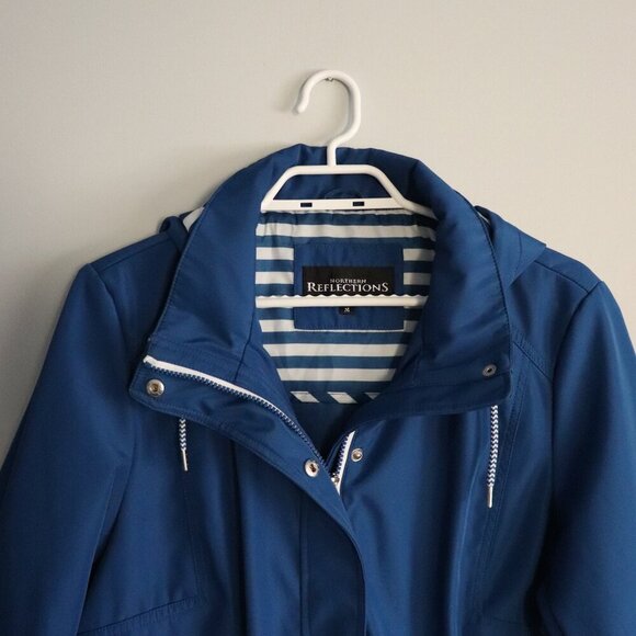 Northern Reflections Women's M Blue Hooded Full Zip Lined Rain Coat Jacket - Picture 4 of 16